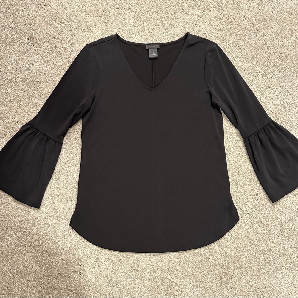 Ann Taylor black bell-sleeved blouse